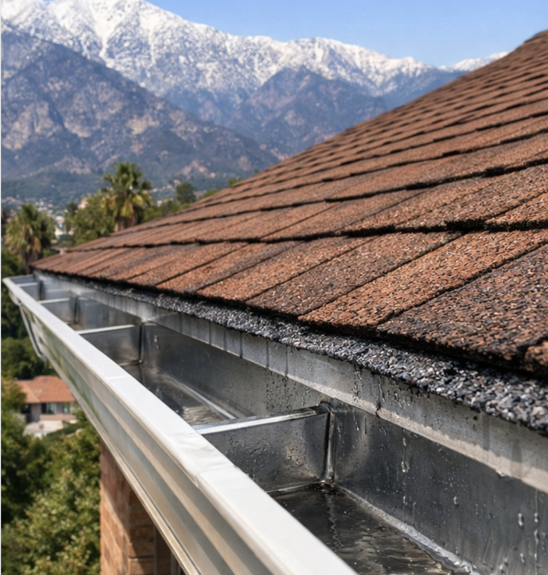 After: clean gutter channel with debris removed