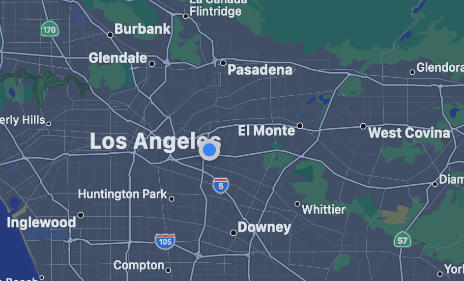 Service area map highlighting Los Angeles County